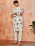 Men's Cream Cotton Jacket Kurta And Pyjama Set